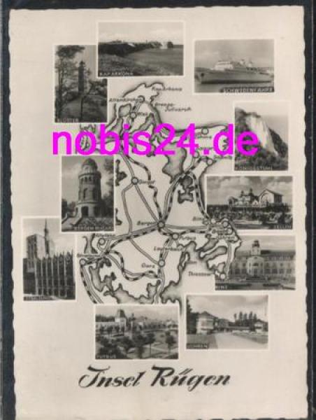 18206 Island of Rugen multi-picture map *ca.1960