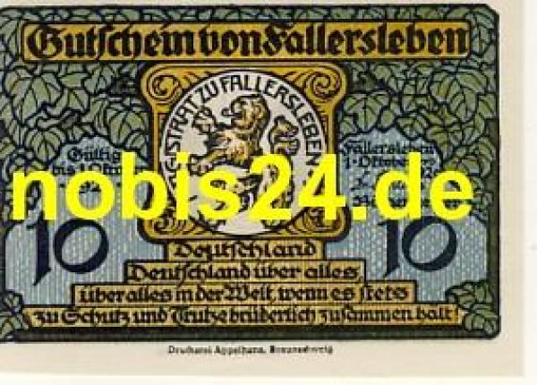 38442 Fallersleben Notgeld 10 Pfennige 1920
