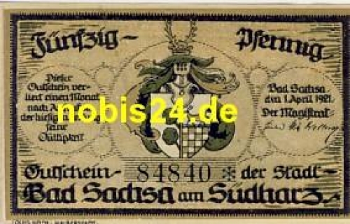 37441 Bad Sachsa Emergency money 50 pfennigs 1921