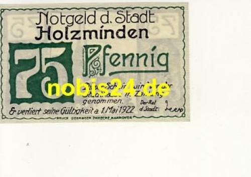 37603 Holzminden emergency money 75 pennies in 1922