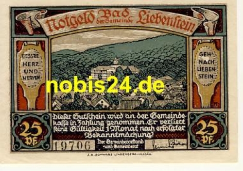 36448 Bad Liebenstein emergency money 25 pfennigs around 1920