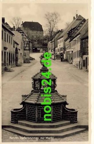 04655 Kohren Toepferbrunnen mit Markt *ca.1935