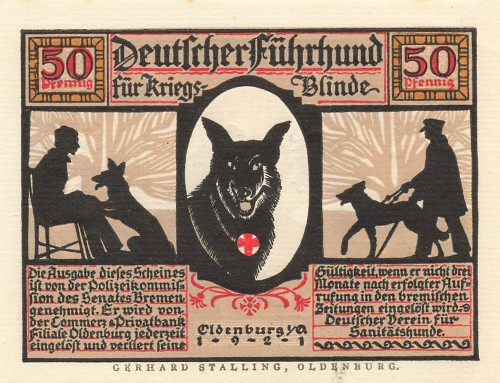 26121 Oldenburg emergency money with dog 1921