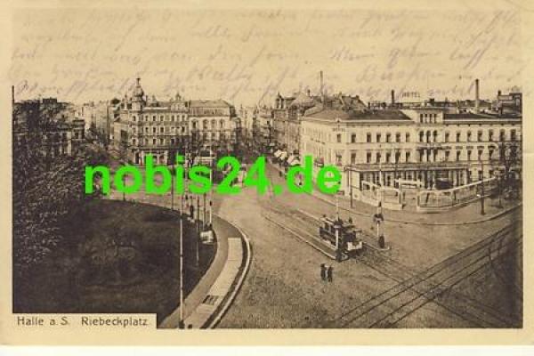 Halle Saale Riebeckplatz Strassenbahn o 27.8.1915