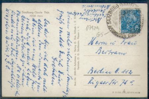 07929 Saalburg, FDGB-Heim, o 17.5.1954
