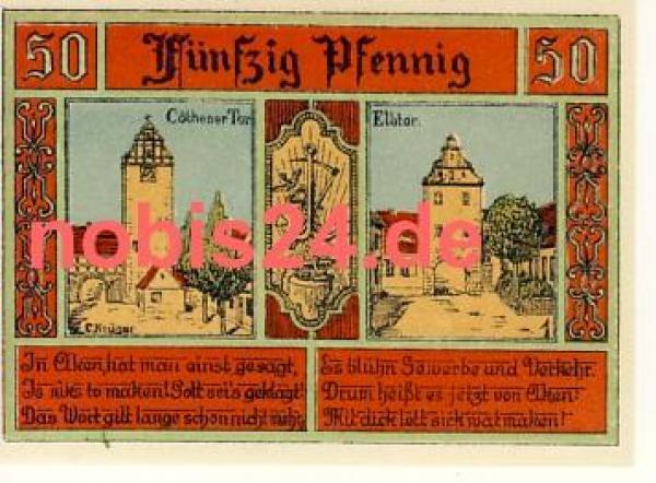 06385 Aken emergency money 50 pfennigs 1921