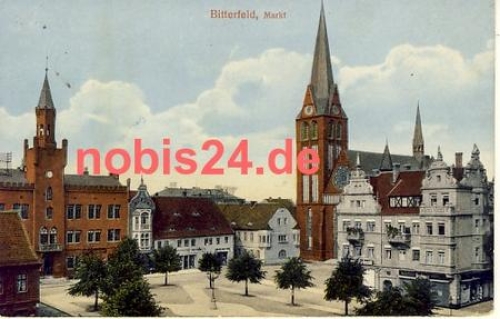 06749 Bitterfeld Markt Kirche Rathaus o 2.1.1916