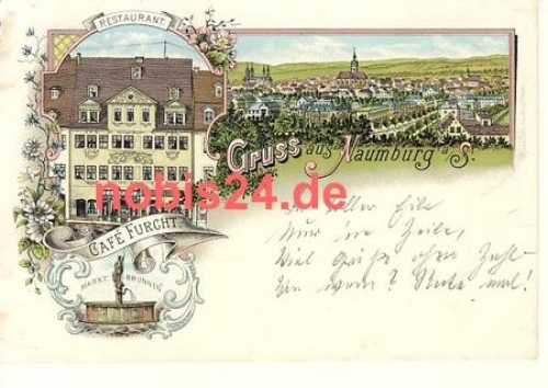 06618 Naumburg Saale Cafe Furcht Litho o 1897