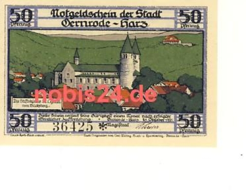 06507 Gernrode Notgeld 50 Pfennige 1921