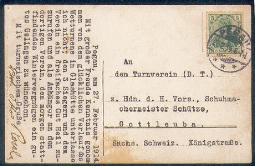 04460 Kitzen Pegau Turn-Vereinstreffen o 27.2.1914