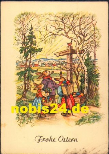 19260 Banzin über Boizenburg Posthilfsstellenstempel o 21.05.1956 auf Osterkarte