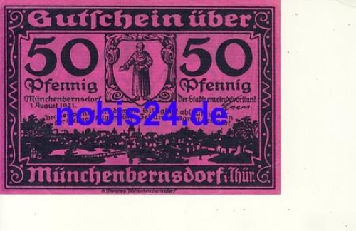 07589 Munchenbernsdorf Emergency money 50 Pfennig around 1921
