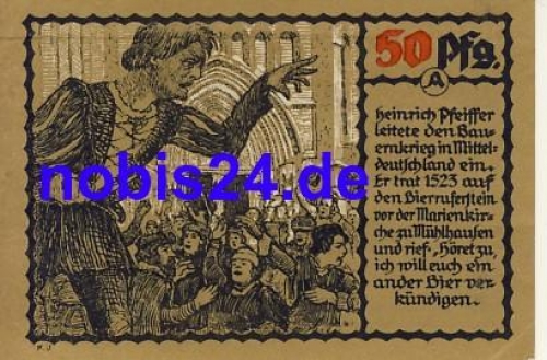 99974 Muehlhausen emergency money 50 pfennigs 1921