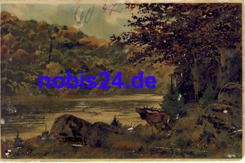 Rutting stag artist card Mailick No. 5259/9 * ar