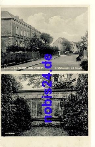 01454 Radeberg Lotzdorf Schule Ehrenmal  *ca.1930