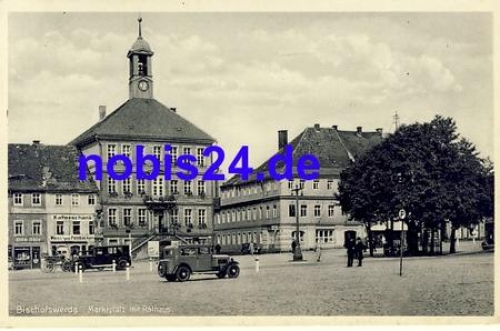 01877 Bischofswerda Markt Rathaus Ansichtskarte *um 1930