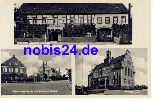 01609 Groeditz Gasthof Schule Kirche * ca.1930