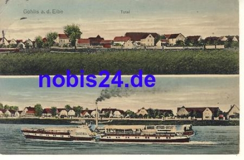 01619 Gohlis mit Elbdampfer "Saxonia" o 1917