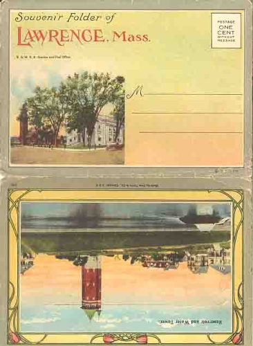 Massachusetts Lawrence Mass. Souvenir folder with 24 views, around 1920
