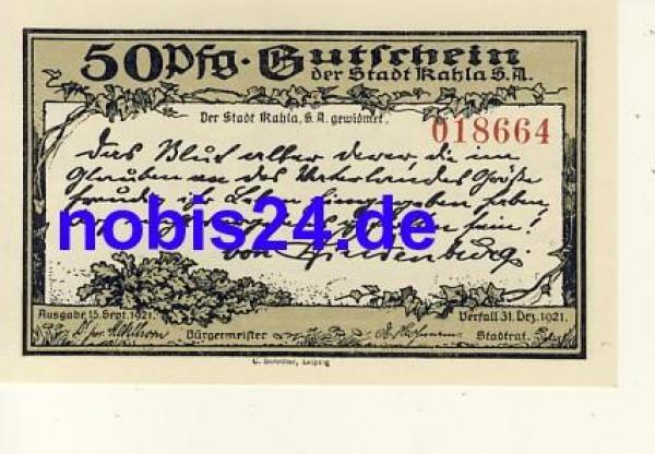 07768 Kahla Notgeld 50 Pfennige 1921