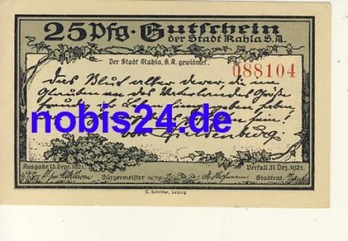 07768 Kahla Notgeld 25 Pfennige 1921