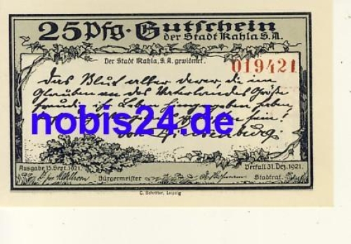 07768 Kahla Notgeld 25 Pfennige 1921