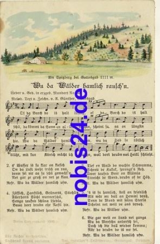 Anton Günther "Wu da Wälder.." Liedkarte Künstlerkarte o 1913