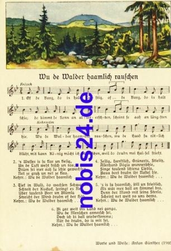 Anton Guenther "Wu de Walder.." song card *ca.1940