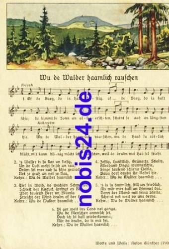 Anton Guenther "Wu de Walder.." song card no. 8981 *ca.1940