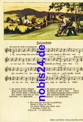 Anton Guenther "Feierobnd" song card no. 8985 *ca.1940