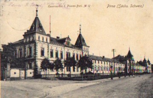 01796 Pirna Kaserne des 1- Pionier-Batl. Nr. 12, o 6.1.1915 Feldpost