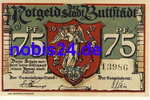 99628 Buttstädt Notgeld 75 Pfennige 1921