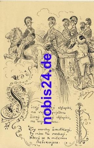 Czech cavalry artist card Ales Mikolas *ca.1930