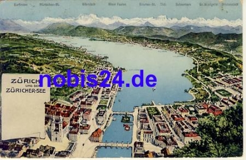 Zurich mit Zuricher See o 1910