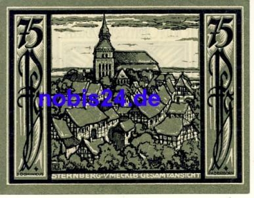 19406 Sternberg emergency money 75 pfennigs 1922