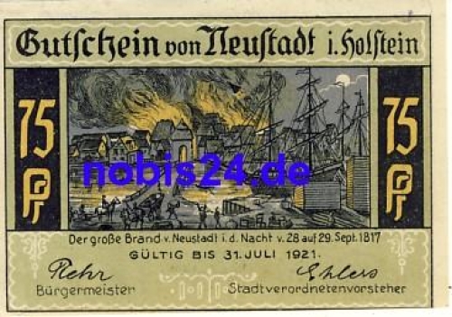 23730 Neustadt Holstein Notgeld 75 Pfennige um 1920