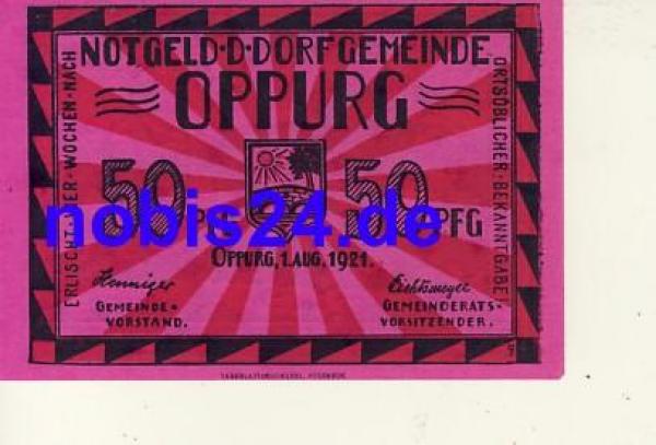 07381 Oppurg emergency money 50 pfennigs around 1920