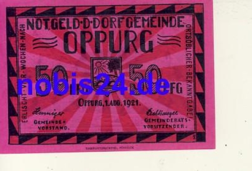 07381 Oppurg emergency money 50 pfennigs around 1920