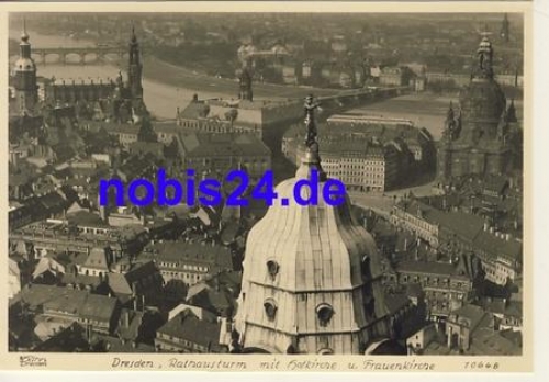 Dresden mit Hofkirche und Frauenkirche Luftaufnahme * 1950 ​​​​​​​Verlag Hahn-Foto10648
