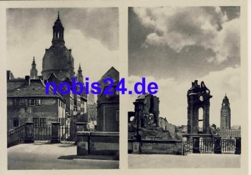 Dresden Malerwinkel mit Ruine der Frauenkirche *ca.1955
