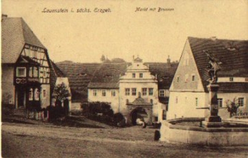 01778 Lauenstein Markt mit Brunnen o 6.2.1919