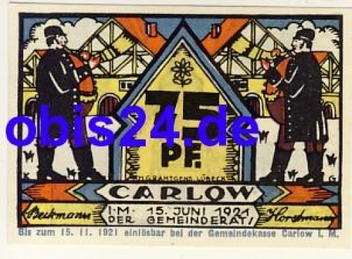 19217 Carlow emergency money 75 pfennigs 1921