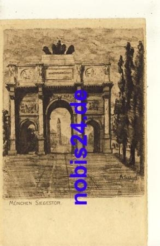Munich Siegestor artist card o 1917
