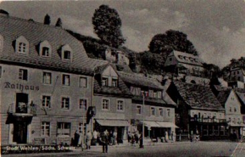 01824 Wehlen street view with town hall gebr. circa 1960