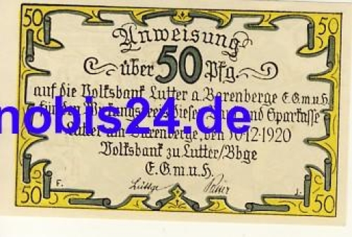 38729 Lutter emergency money 50 pfennigs around 1920