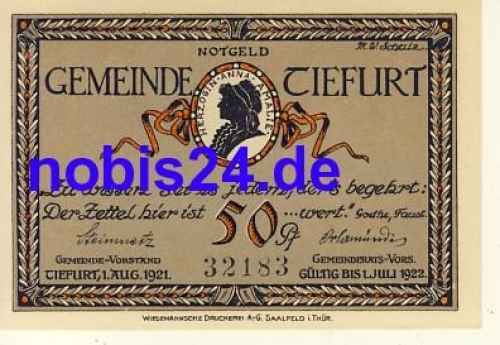 99427 Tiefurt emergency money 50 pfennigs around 1920