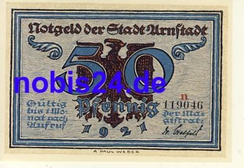 99310 Arnstadt emergency money 50 pfennigs around 1920