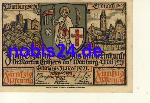 Eisenach emergency money 50 pfennigs around 1921