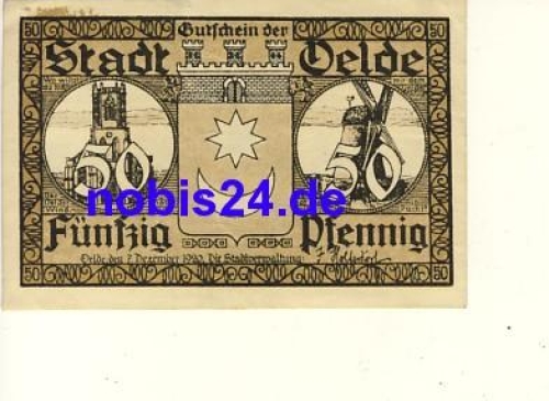 59302 Oelde emergency money 50 pfennigs around 1920