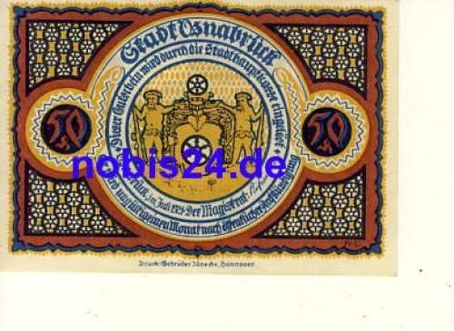 Osnabrück emergency money 50 pfennigs around 1921